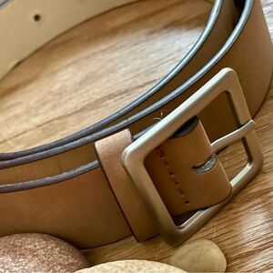 Brown Leather Belt with Silver Buckle